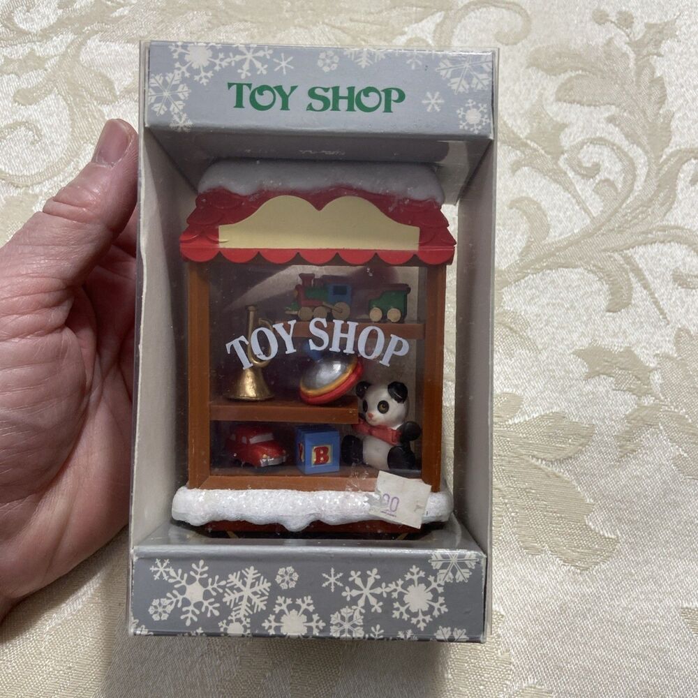 1983 Enesco Christmas Ornament Toy Shop Window 4" Tall New Old stock